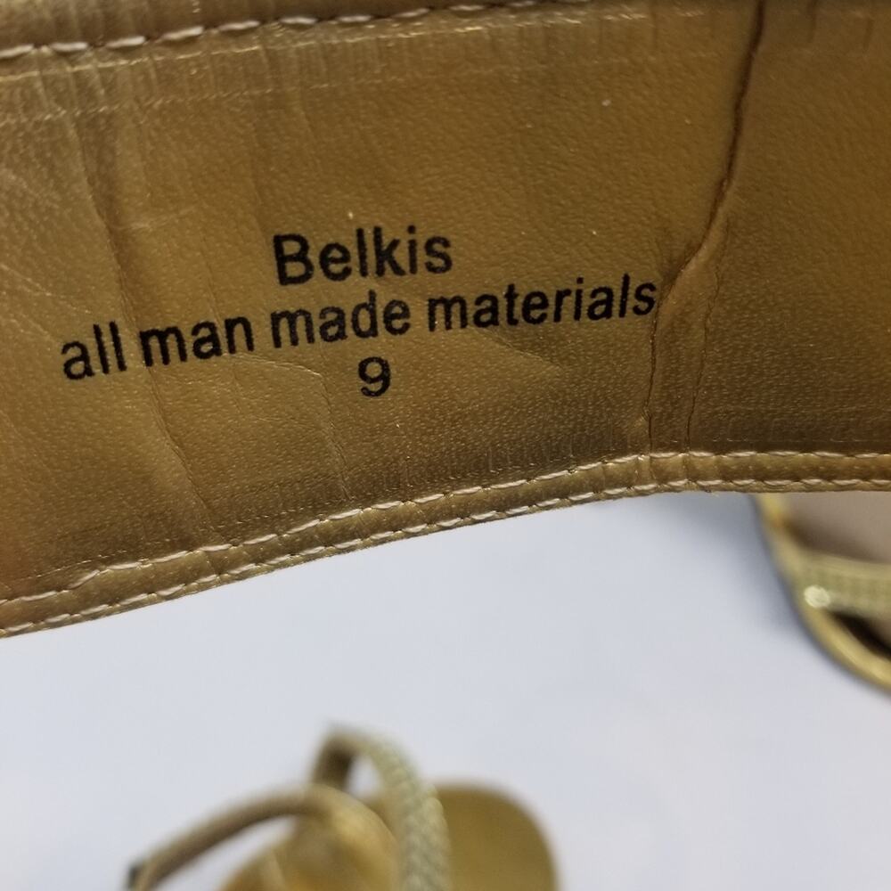 Red Circle Gold Crystals Ankle Stilettos Heels Zipper Back Blekis Women's Size 9 - Picture 15 of 16